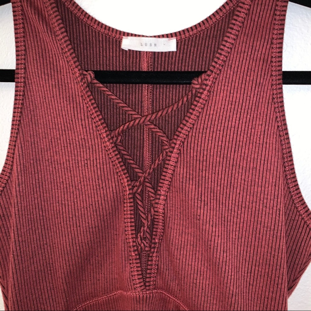Nordstrom LUSH Lace Up Red Tank Top